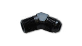Vibrant -12AN Bulkhead Adapter 45 Degree Elbow Fitting - Anodized Black Only