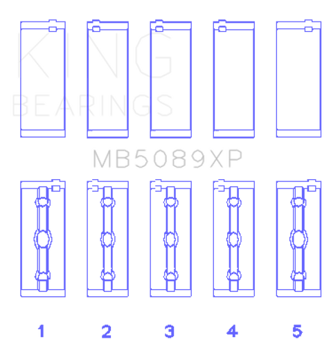 King Engine Bearings Toyota 1RZ/2RZ/3RZ Crankshaft Main Bearing Set (Set of 5)