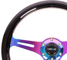 Load image into Gallery viewer, NRG Classic Wood Grain Steering Wheel (350mm) Black Paint Grip w/Neochrome 3-Spoke Center