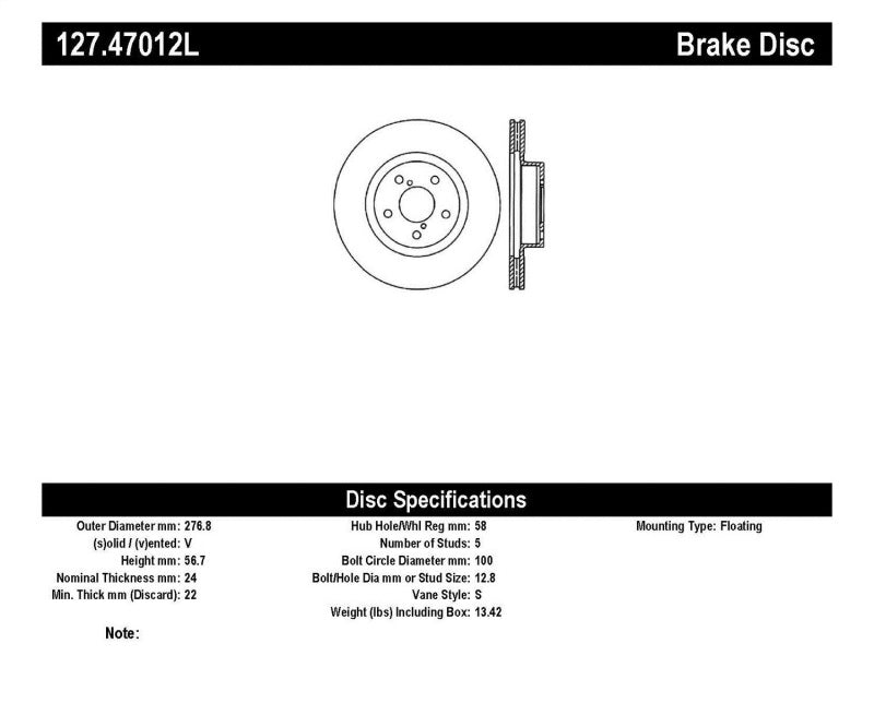 StopTech Slotted & Drilled Sport Brake Rotor