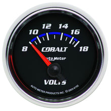 Load image into Gallery viewer, Autometer Cobalt 52mm 8-18 Volts Short Sweep Electric Voltmeter Gauge