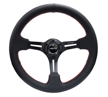 Load image into Gallery viewer, NRG Reinforced Steering Wheel (350mm / 3in. Deep) Black Leather/Red Stitch &amp; Blk 3-Spoke w/Slits