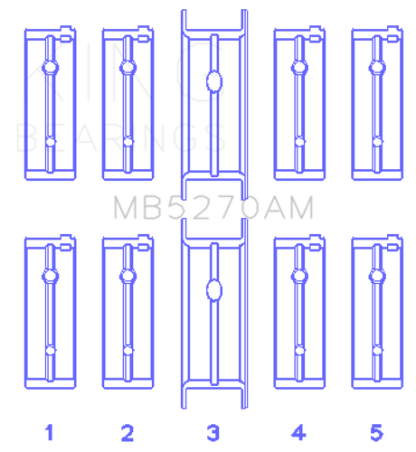 King Engine Bearings Chrysler 148/148 Turbo DOHC 16V/Jeep 148 DOHC 16V Main Bearing Set - Size STD