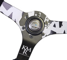 Load image into Gallery viewer, NRG Reinforced Steering Wheel (350mm / 3in. Deep) Blk Suede w/Color Stitch (Kyle Mohan Edition)