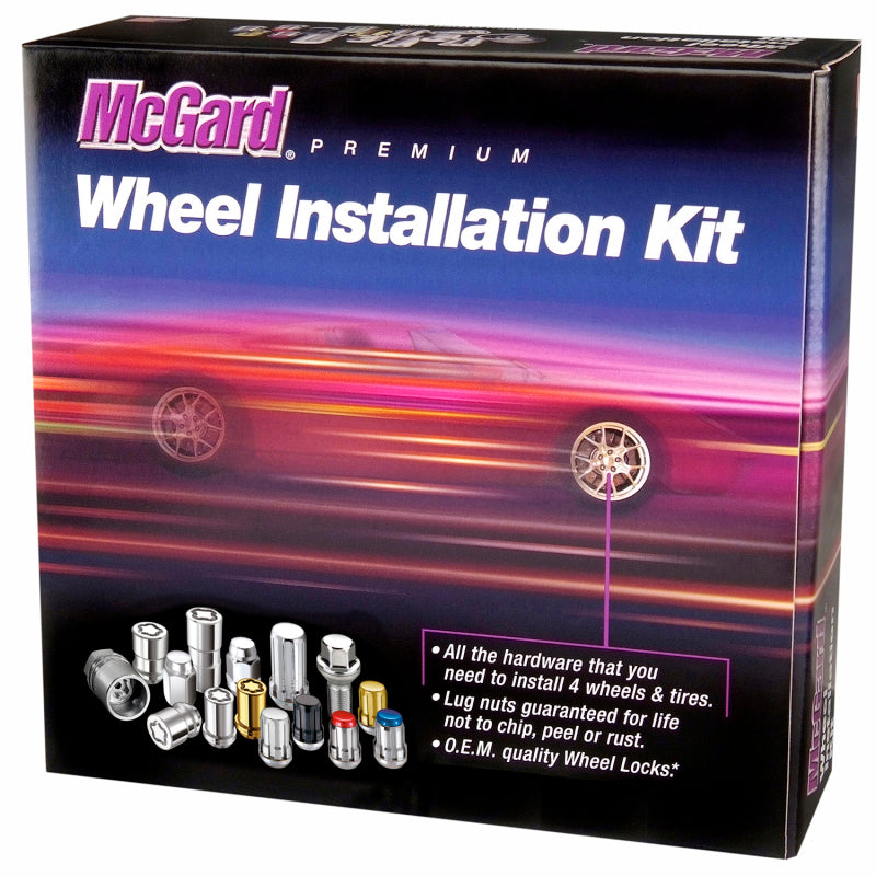 McGard 6 Lug Hex Install Kit w/Locks (Cone Seat Nut) M12X1.5 / 13/16 Hex / 1.5in. Length - Black