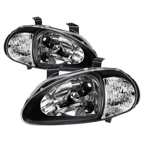 xTune Honda Del Sol 93-97 1Pc Crystal Headlights Black HD-ON-HDEL93-1P-BK