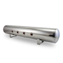 Load image into Gallery viewer, Air Lift 5 Gal Alum Air Tank - (4) 3/8in Face Ports &amp; 1/4in Drain Port - 36in L X 6in D - Polished