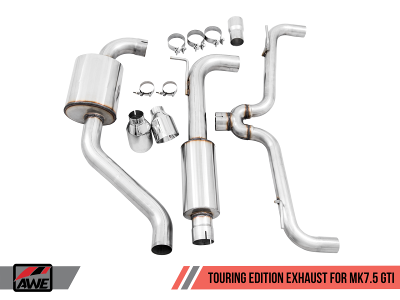 AWE Tuning Volkswagen GTI MK7.5 2.0T Touring Edition Exhaust w/Chrome Silver Tips 102mm