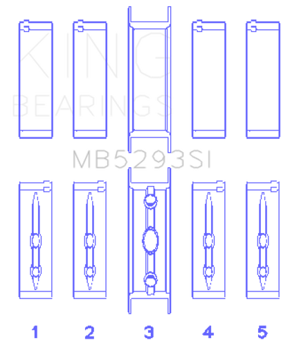 King GM 294/325/345/364CI 4.8/5.3/5.7/6.0L L20/LS1/LS2/LS4/LS6 Main Bearing Set - Size STD