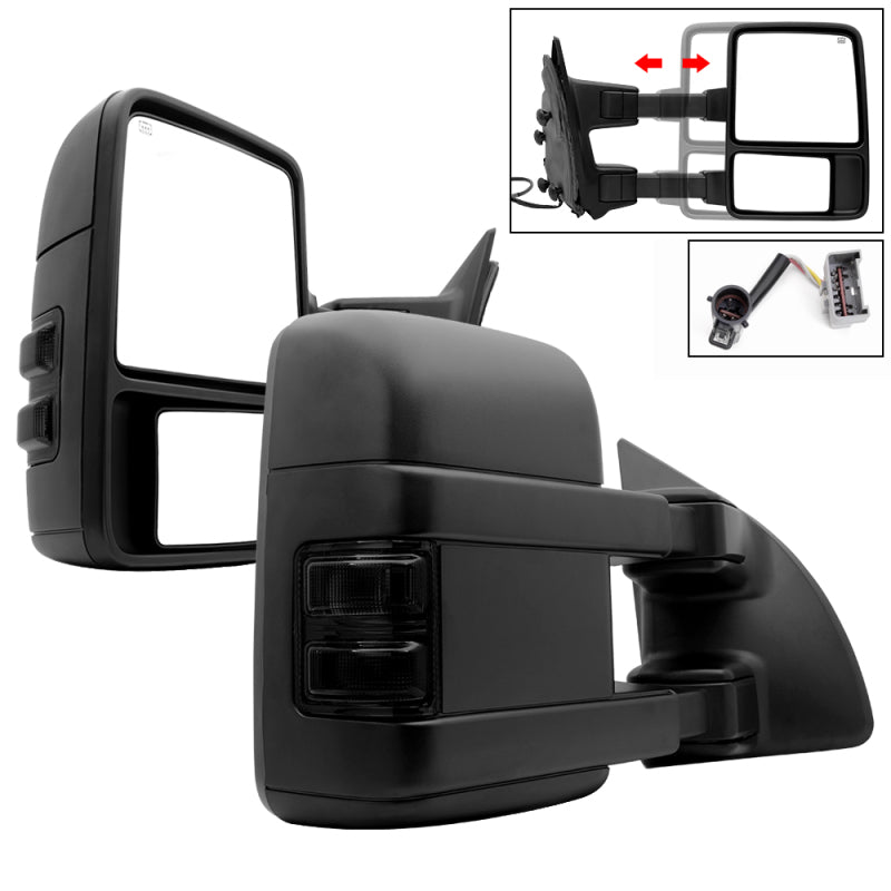 Xtune L&R G2 Ford Superduty 99-07 Heated Smoke Signal Telescoping Mirrors MIR-FDSD99S-G2-PW-SM-SET