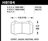 Hawk 92-00 Dodge Viper / 00 Mustang Cobra SVT  HPS Street Front Brake Pads