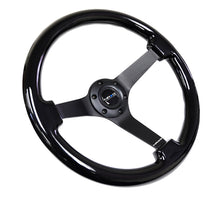 Load image into Gallery viewer, NRG Reinforced Steering Wheel (350mm / 3in. Deep) Black w/Black Chrome Solid 3-Spoke Center