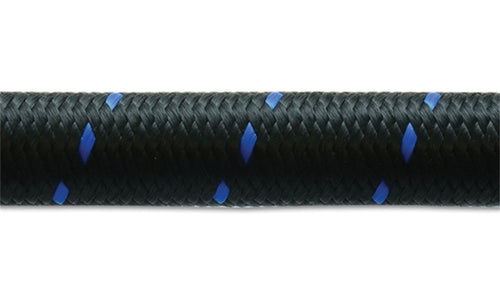 Vibrant -4 AN Two-Tone Black/Blue Nylon Braided Flex Hose (10 foot roll)