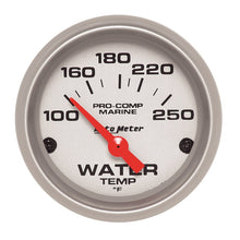 Load image into Gallery viewer, Autometer Water Temp Gauge 2 1/6in 100-200 Degree F Electric Marine Silver