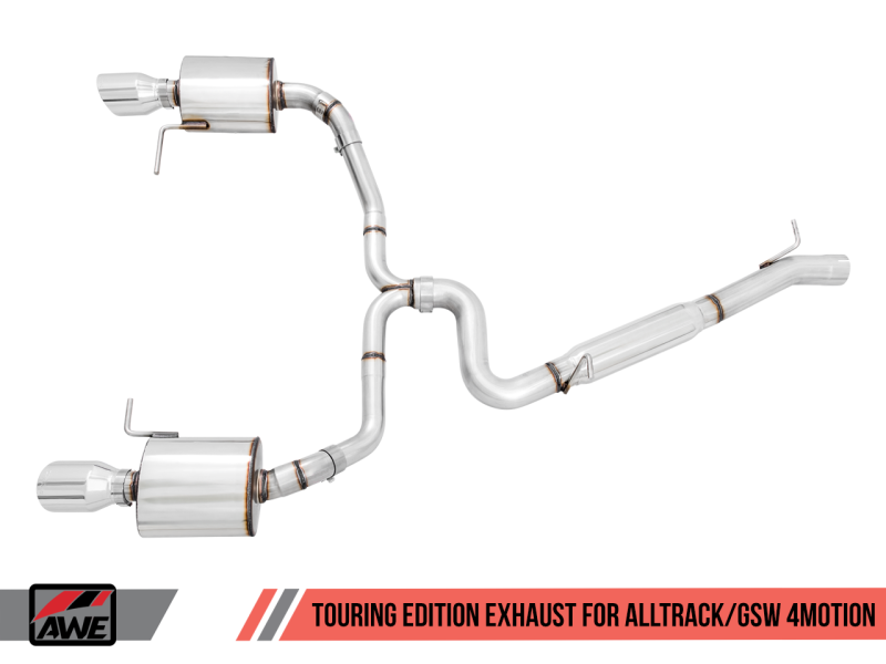 AWE Tuning VW MK7 Golf Alltrack/Sportwagen 4Motion Touring Edition Exhaust - Polished Silver Tips