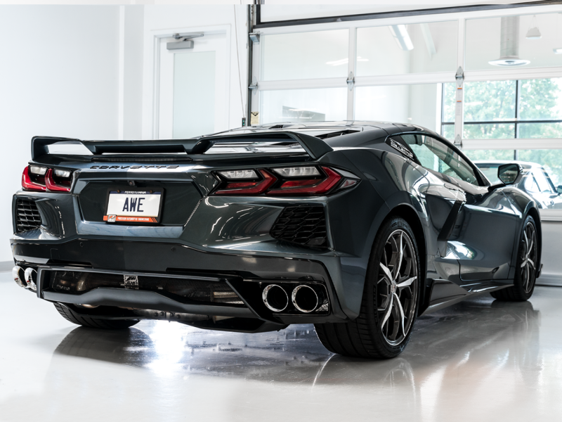 AWE Tuning 2020 Chevrolet Corvette (C8) Track Edition Exhaust - Quad Chrome Silver Tips