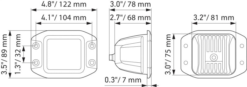 Hella Universal Black Magic 3.2in L.E.D. Cube Kit - Flood Beam (Flush Mount)