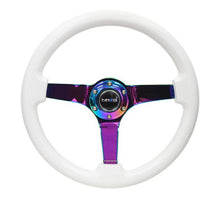 Load image into Gallery viewer, NRG Reinforced Steering Wheel (350mm / 3in. Deep) Classic White w/4mm Neochrome Solid 3-Spoke