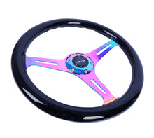 Load image into Gallery viewer, NRG Classic Wood Grain Steering Wheel (350mm) Black Paint Grip w/Neochrome 3-Spoke Center