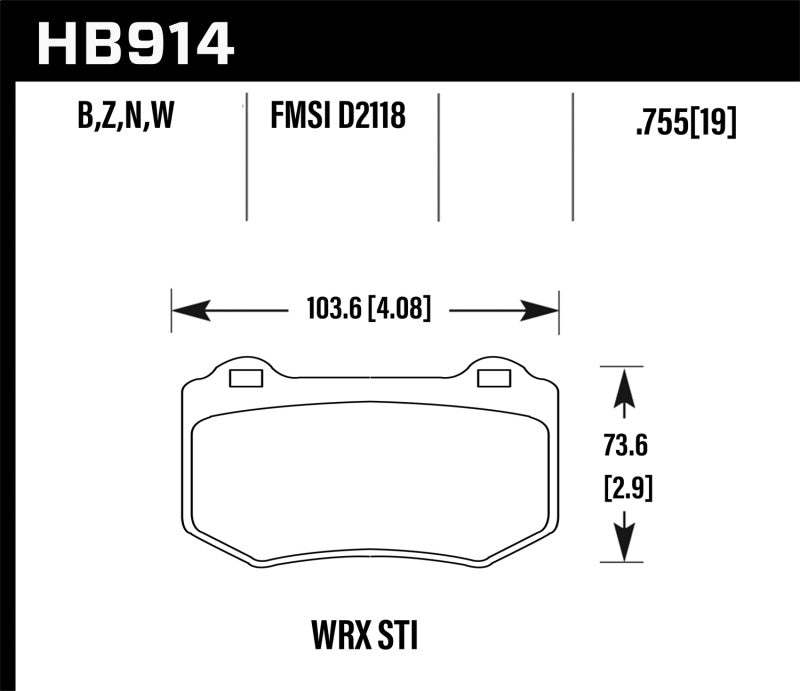 Hawk 2018 Subaru WRX STI HPS 5.0 Rear Brake Pads