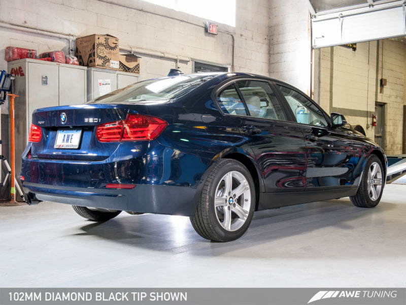 AWE Tuning 13-18 BMW 320i (F30) Touring Edition Exhaust w/ Performance Mid Pipe - Diamond Blk Tips