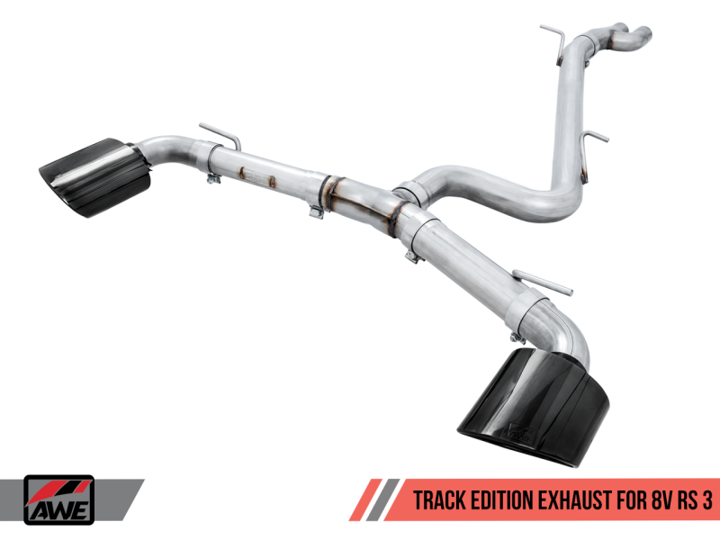 AWE Tuning 17-19 Audi RS3 8V Track Edition Exhaust - Diamond Black Tips RS-Style Tips