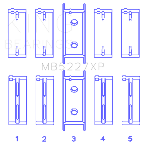 King Mitsubishi 4G63/4G64 6 Bolt 1st Gen DSM Performance Main Bearing Set - Size +0.25mm