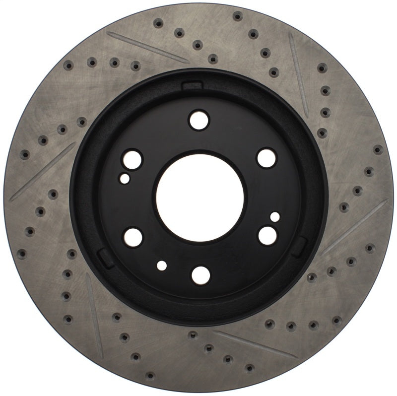 StopTech 05-10 GMC Sierra 1500 (w Rear Drum) / 07-09 GMC Yukon Front Right Slotted & Drilled Rotor