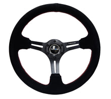 Load image into Gallery viewer, NRG Reinforced Steering Wheel (350mm / 3in. Deep) Blk Suede w/Red Stitching &amp; 5mm Spokes w/Slits